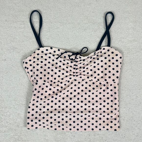 Pink Polka Dot Coquette Romantic Swim Tankini Top - Picture 1 of 3